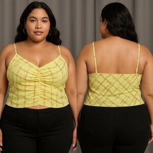 BP. Yellow Ruched Cami Top Size 1X NWT